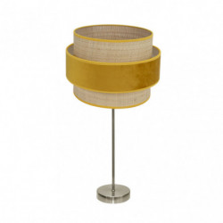 Lámpara de Sobremesa moderno, Serie Reyes Alto, estructura metálica en acabado cuero, 1 luz, con pantalla Ø 30 cm