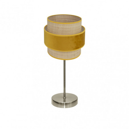 Lámpara de Sobremesa moderno, Serie Reyes Bajo, estructura metálica en acabado cuero, 1 luz, con pantalla Ø 18 cm