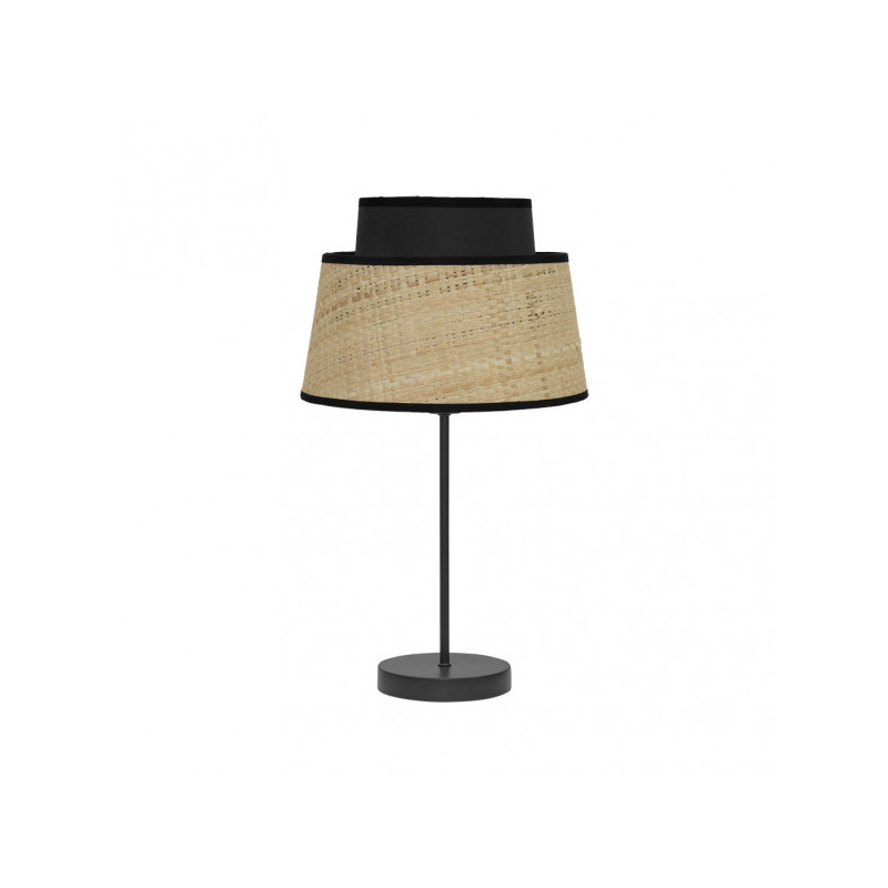 Lámpara de Sobremesa moderno, Serie Jia Negro, estructura metálica en acabado negro, 1 luz E14, con pantalla Ø 20 cm