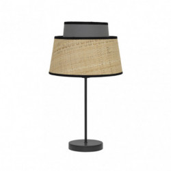 Lámpara de Sobremesa moderno, Serie Jia Gris, estructura metálica en acabado negro, 1 luz E14, con pantalla Ø 20 cm
