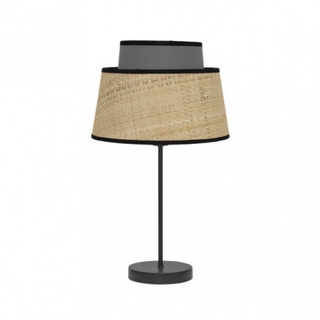 Lámpara de Sobremesa moderno, Serie Jia Gris, estructura metálica en acabado negro, 1 luz E14, con pantalla Ø 20 cm
