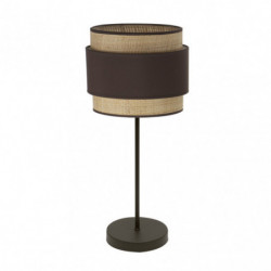 Lámpara de Sobremesa moderno, Serie Kandy Alto Marrón, estructura metálica en acabado marrón, 1 luz E14, con pantalla