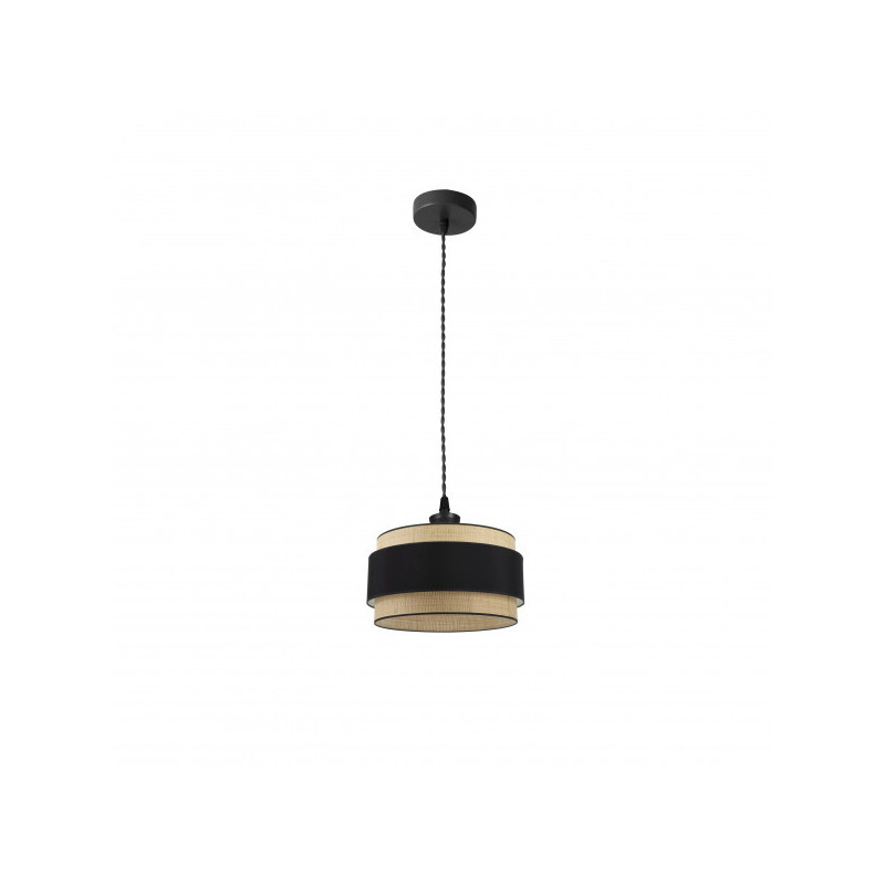 Lámpara de techo Colgante moderno, Serie Kandy Negro, soporte de techo metálico en acabado negro, 1 luz, con pantalla Ø 30 cm
