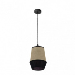 Lámpara de techo Colgante moderno, Serie Campana Negro, soporte de techo metálico, en acabado negro, con pantalla Ø 30 cm
