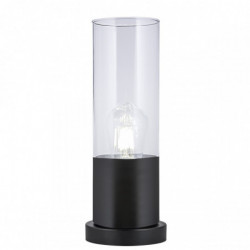 Lámpara de Sobremesa moderno, Serie Derek Negro, base metálica en acabado negro, 1 luz E27, con difusor de cristal