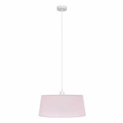 Lámpara de techo Colgante infantil, Serie Consciencia Rosa, soporte de techo metálico en acabado blanco, 1 luz E27