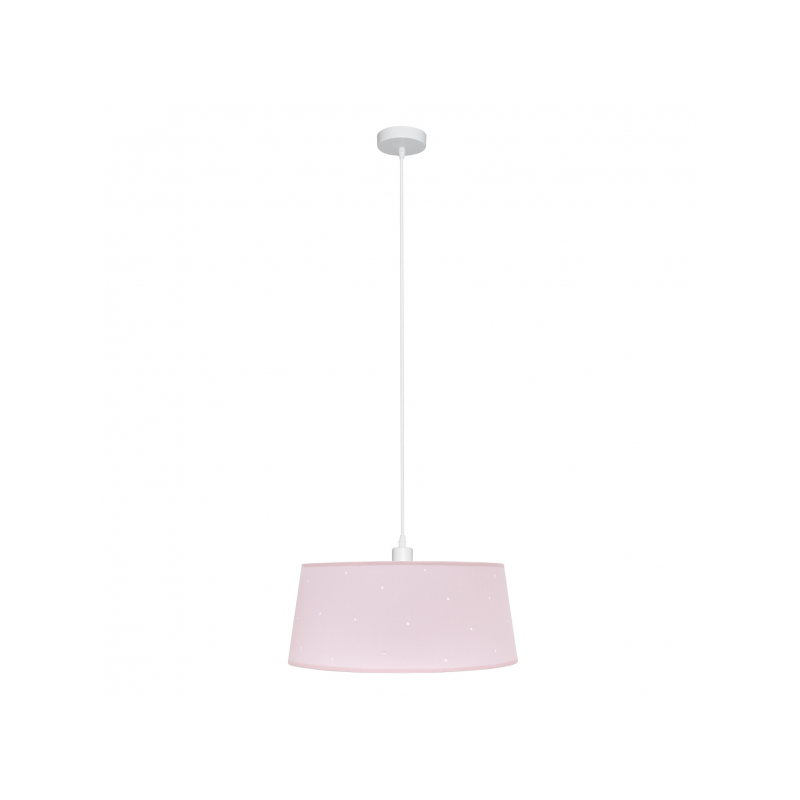 Lámpara de techo Colgante infantil, Serie Consciencia Rosa, soporte de techo metálico en acabado blanco, 1 luz E27