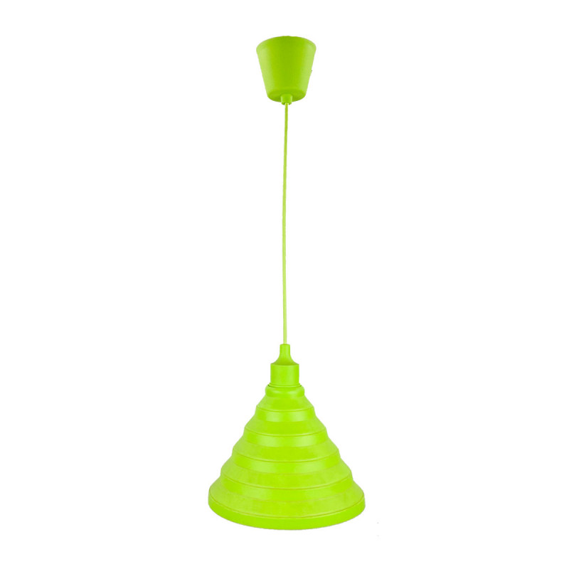 Lámpara de techo colgante infantil, soporte de techo de plástico verde, con cable textil en verde, 1 luz E27