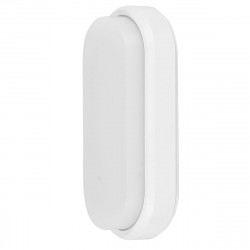 Aplique de pared para exterior, Serie Yucatán oval, en color blanco, realizado en ABS y policarbonato.