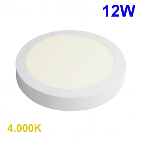 Plafón Downlight LED, Serie Diabasa, estructura metálica redonda en acabado blanco, iluminación LED integrada, 12W