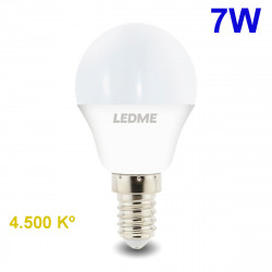 Bombilla LED Esférica G45 E14, 7W 630 lúmenes 4.500 Kº, 270º de apertura. IP20.
