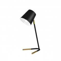 Lámpara Flexo Retro, Serie Dimas, estructura metálica en acabado negro, con elementos en dorado, 1 luz E27, cabezal orientable.