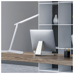 Lámpara Flexo Moderno LED, Serie Karim, estructura acrílica en acabado blanco, iluminación LED integrada 10W
