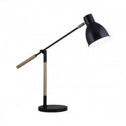 Lámpara Flexo Retro, Serie Ristori, estructura metálica en acabado negro, con elementos de madera, brazo articulado
