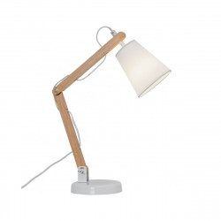 Lámpara Flexo Moderno, Serie Truman, estructura con base metálica en acabado blanco, brazos articulados de madera