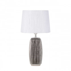 Lámpara de Sobremesa Moderno, Serie Sucupira, de cerámica tallada de acabado en Plata Brillo, 1 luz E27, con pantalla plisada