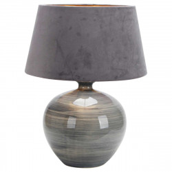 Lámpara de Sobremesa Moderno, Serie Betta, en color Gris Brillo, 1 luz E27, con pantalla Ø 45 cm Gris. Cuerpo de cerámica