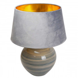 Lámpara de Sobremesa Moderno, Serie Betta, en color Gris Brillo, 1 luz E27, con pantalla Ø 45 cm Gris. Cuerpo de cerámica