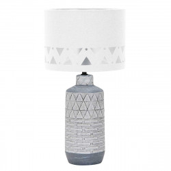 Lámpara de Sobremesa Moderno, Serie Mos, en color blanco/gris, 1 luz E27, con pantalla Ø 24 cm de tela blanca.