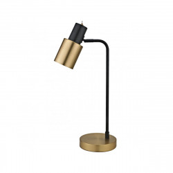 Lámpara Flexo Moderno, Serie Maena, estructura metálica en acabado negro, con elementos en acabado latón, 1 luz E14