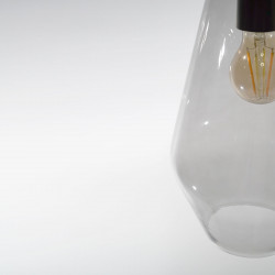Lámpara de techo colgante, Serie Lily, con pantalla de vidrio con portalámparas semirrígido en acabado negro.