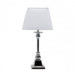 Lámpara de Sobremesa Clásico, Serie Arlequín, en color cromo brillo, sencillo y elegante, 1 luz E27, con pantalla cuadrada