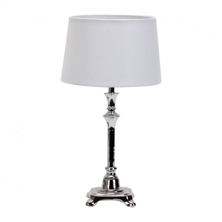 Lámpara de Sobremesa Clásica, Serie Molly, en color cromo brillo, sencillo y elegante, 1 luz E27, con pantalla Ø 20 cm