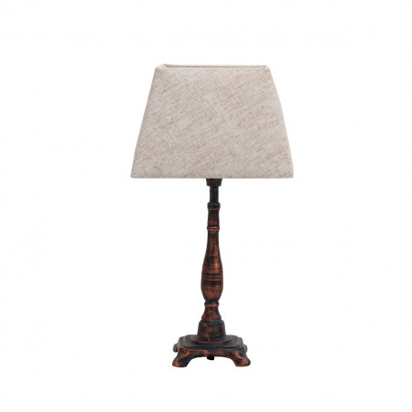 Lámpara de Sobremesa Clásico, Serie Ciclido, en color marrón rústico, sencillo y elegante, 1 luz E27, con pantalla