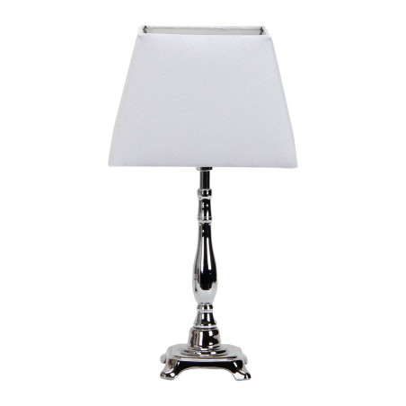 Lámpara de Sobremesa Clásico, Serie Ciclido, en color cromo brillo, sencillo y elegante, 1 luz E27, con pantalla cuadrada