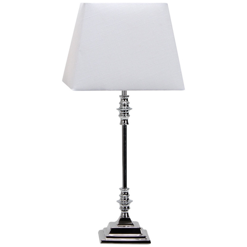 Lámpara de Sobremesa Clásico, Serie Shubunkin, en color cromo brillo, sencillo y elegante, 1 luz E27, con pantalla cuadrada