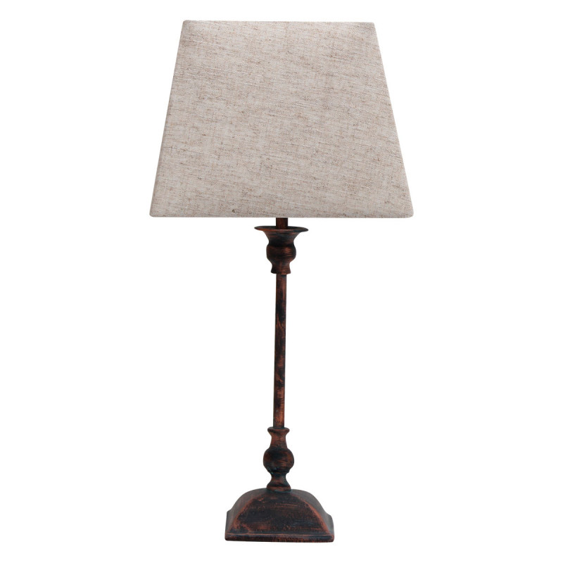Lámpara de Sobremesa Clásico, Serie Percasol, en color marrón rústico, sencillo y elegante, 1 luz E27, con pantalla cuadrada