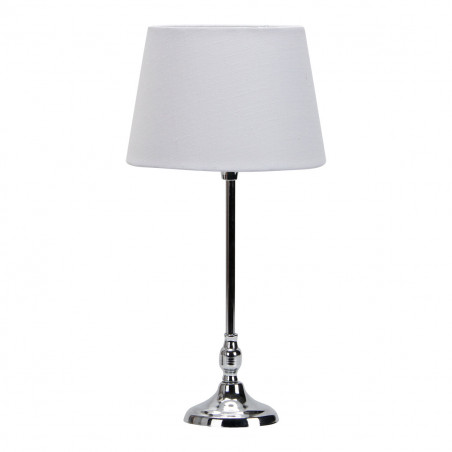 Lámpara de Sobremesa Clásico, Serie Rasbora, estructura metálica en acabado cromo brillo, sencillo y elegante, 1 luz E27