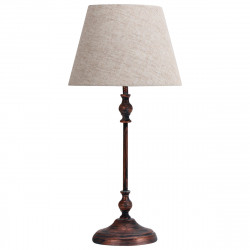 Lámpara de Sobremesa Clásico, Serie Corydoras, en color marrón rústico, sencillo y elegante, 1 luz E27, con pantalla