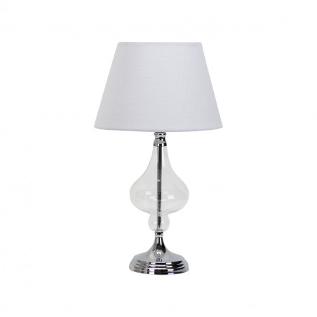 Lámpara de Sobremesa Clásico, Serie Kriberis, con cuerpo en cristal en acabado cromo brillo, de estilo elegante, 1 luz E27