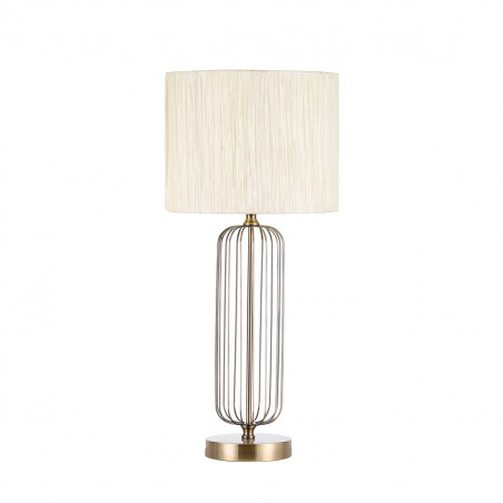 Lámpara de Sobremesa Moderno, Serie Mansonia, estructura metálica en acabado cuero, 1 luz E27, con pantalla Ø 30 cm