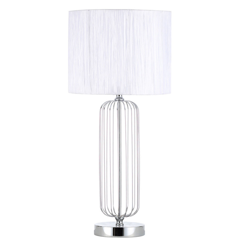 Lámpara de Sobremesa Moderno, Serie Mansonia, estructura metálica en acabado cromo brillo, 1 luz E27, con pantalla Ø 30 cm