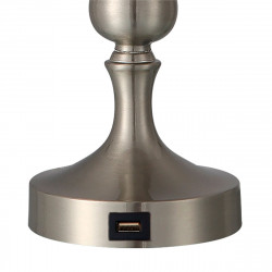 Lámpara de Sobremesa, Serie KHALIFA, en acabado níquel satinado. Realizado en metal y material textil.