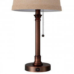 Lámpara de Sobremesa, Serie BIG BEN, en acabado marrón. Realizado en metal y material textil.
