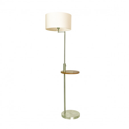 Lámpara Pie de Salón Moderno, Serie SIRIO,en acabado cuero, 1 luz E27, con pantalla Ø 40 cm, de tela en acabado beis.