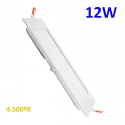 Downlight LED cuadrado, Serie Slim, estructura metálica en acabado blanco, 12W 1.200 lúmenes 4.500ºK