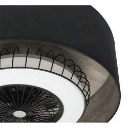Ventilador de techo con luz, Serie TANIA 2, con pantalla de color negro y madera gris en el interior de su pantalla