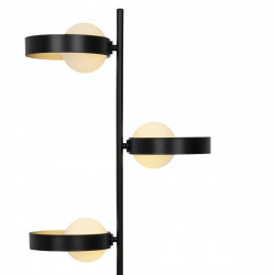 Lámpara Pie de Salón moderno, Serie Arianna, estructura metálica en acabado exterior negro e interior en oro mate
