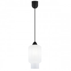 Lámpara de techo colgante moderno, Serie Babel, pendel de plástico negro, 1 luz E27, con difusor de cristal