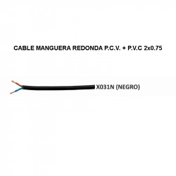 Cable manguera redonda negro P.C.V + P.V.C. 2x0.75