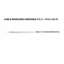 Cable manguera redonda transparente P.C.V + P.V.C. 2x0.75