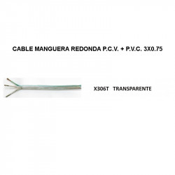 Cable manguera redondo transparente P.C.V. + P.V.C. 3x0.75