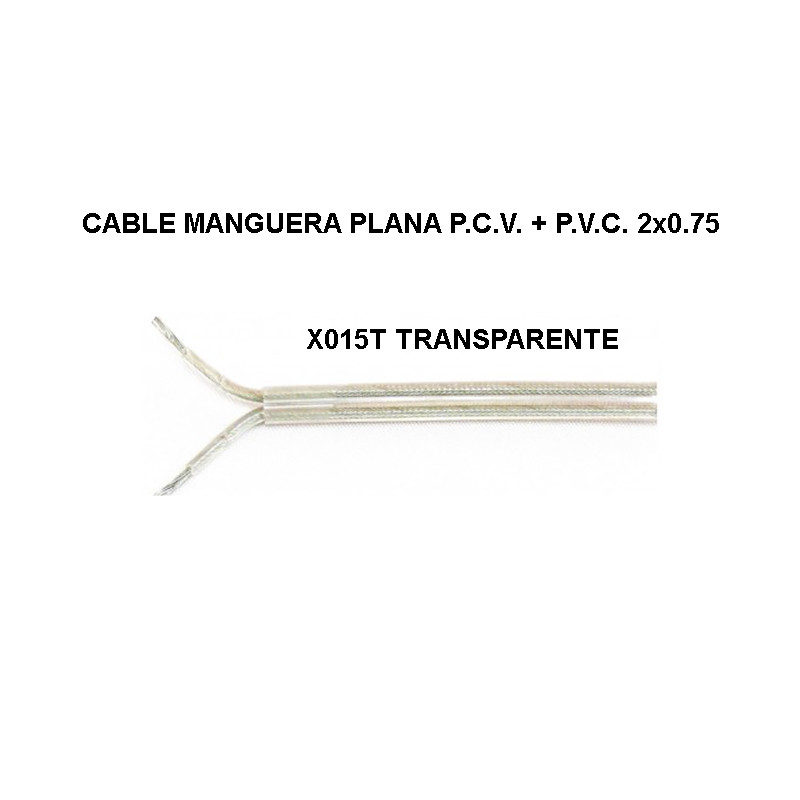 Cable manguera plana transparente P.C.V. + P.V.C. 2x0.75