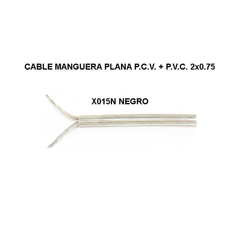 Cable manguera plana negra P.C.V. + P.V.C. 2x0.75