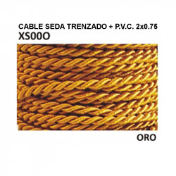 Cable trenzado seda PVC 2x0.75, en acabado oro.