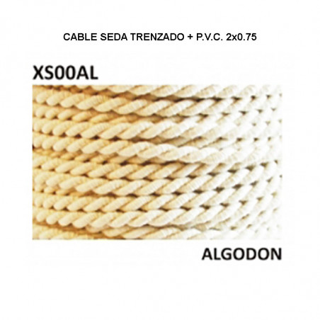 Cable trenzado seda PVC 2x0.75, en acabado algodón.